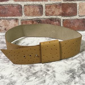 Faux Ostrich Leather Belt Women's 29-32in Brown Wide BOHO